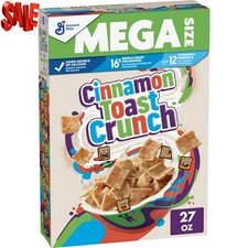 Cinnamon Toast Crunch Breakfast Cereal, Crispy Cinnamon Cereal, Mega Size, 27 oz