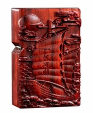 Natural Rosewood Carved Sailing Boat Lighter Box For Zippo Insert Kit(Case Only)