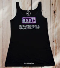 Scorpio Zodiac Sign Bling Shirt Sequins tank top Horoscope no Rhinestones Symbol