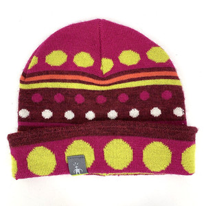 SMARTWOOL Cozy Baby Hat Beanie 0-6 Months 100% Merino Wool Polka Dot Pink Green