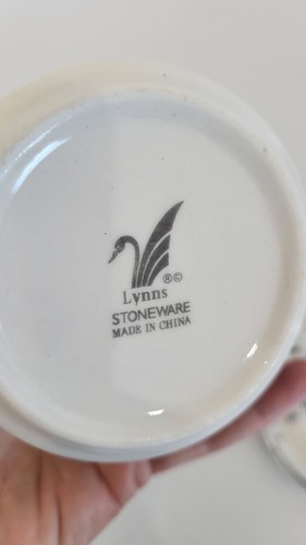 vintage 90s cup and saucer Lynns china stoneware Maestro piano keys black and w - Picture 6 of 9