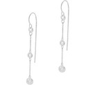 QVC Diamonique Sterling Silver Three Stone Cubic Zirconia Threader Earrings — photo 1