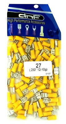 (100 PACK) YELLOW VINYL 12-10 GAUGE FEMALE QUICK DISCONNECT WIRE CONNECTOR .250''