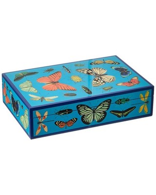 Jonathan Adler Large Lacquer Botanist Box Blue