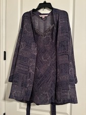 Victoria  s Secret Babydoll and Robe 2 Piece Set- Dark Purple- Size Medium