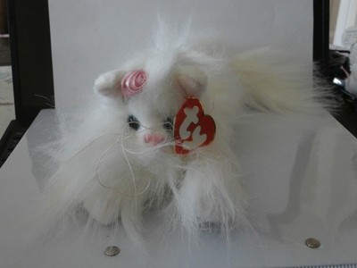 TY Attic Treasures 2001 Genevieve White Cat Rare Retired & MWMT
