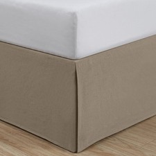 Nestwell Bedskirt Twin Linen Cotton Blend Natural Tan 15" Drop Neutrals Tailored