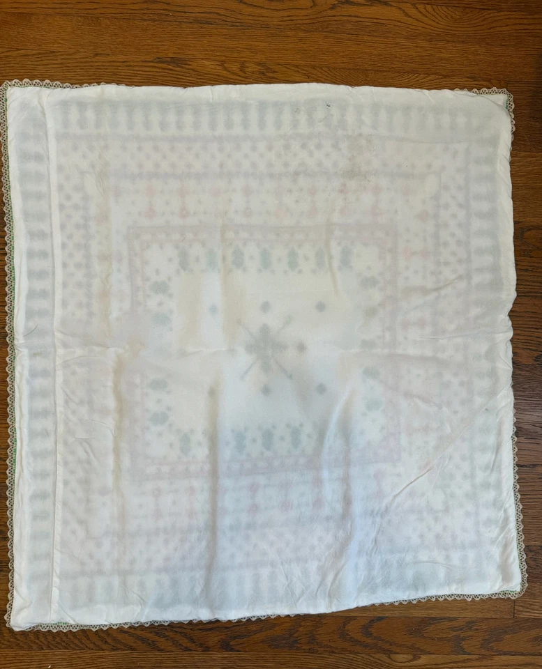 Vintage Cotton Cross Stitch Tablecloth 32 x 33 - Image 4 of 4