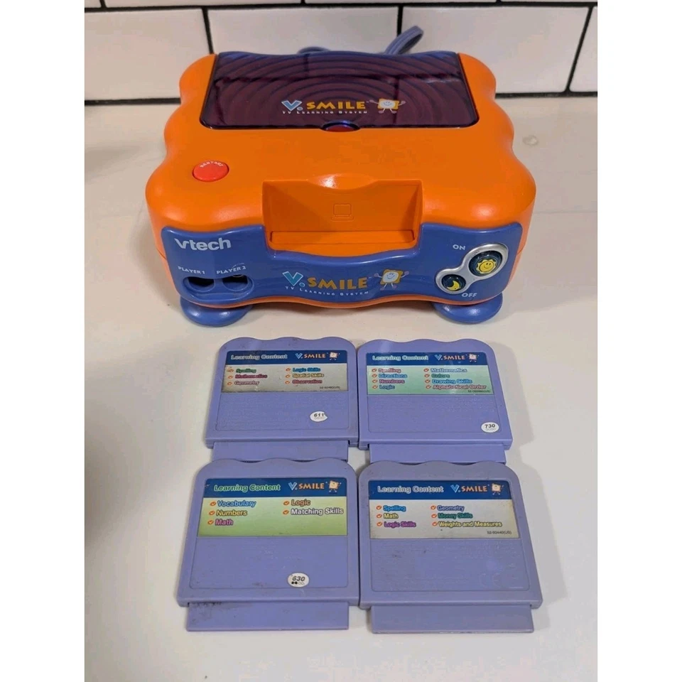 VTech V.Smile TV Learning System Console 4 Games No Joystick Not Tested As-Is - Image 2 of 4