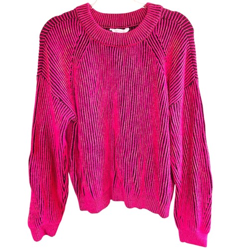 No Boundaries Sweater Size XXXL Junior Neon Pink Black Ribbed Raglan Sleeve