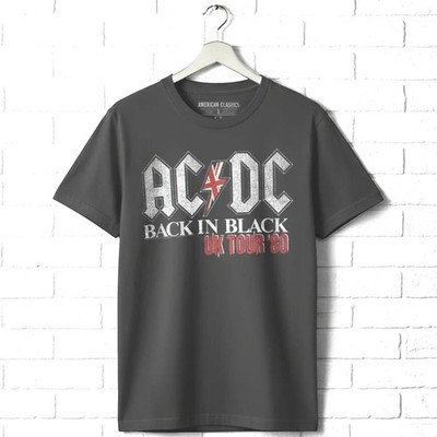 ACDC Back in Black UK Tour 1980 Mens T Shirt Vintage Rock Band