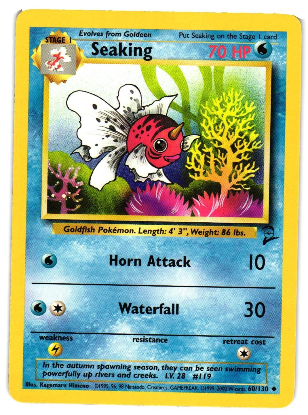 Pokemon TCG Seaking 60/130 Uncommon Base Set 2 LP