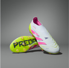 Adidas Predator Elite Laceless FG - White/Lucid Pink/Lucid Lemon - junior size 5