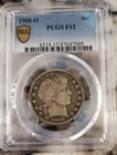 1908-O Barber Half Dollar 50c PCGS Certified F12