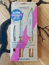 Opinel Trio Parallèle Olivier set 3 couteaux office/découper/chef inox carapelli