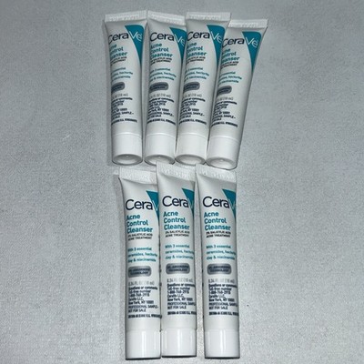 7 New Cerave Acne Control Cleanser Travel/Sample Size .34 Fl Oz Each Slightly Da