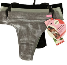 KINDLY YOURS 3-Pack Body Size Rib Thong Stretch Panties Sz. XS 