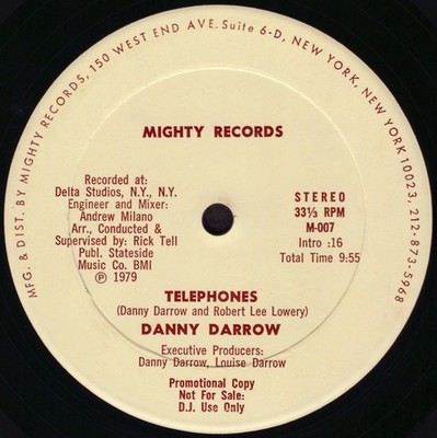 DANNY DARROW Telephones 12  PROMO Rare Disco 1979 Mighty Records / EX / HEAR