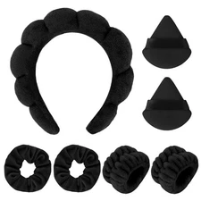 7Pc Headband and Wristband Set for Skincare, Face Washing, Makeup Removal - I...