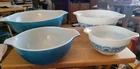 VINTAGE PYREX BLUE HORIZON CINDERELLA NESTING BOWL SET 441-444  APOLLO ERA
