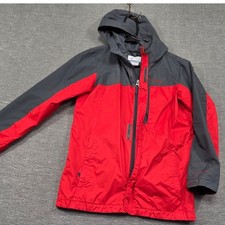 Columbia Boys M 10/12 Red Grey Interchange Omni-Shield Hooded Shell Jacket
