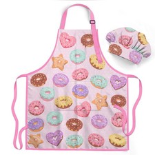 Kids Apron With Chefs Hat Set Kitchen Cooking Baking Bib Waitstaff