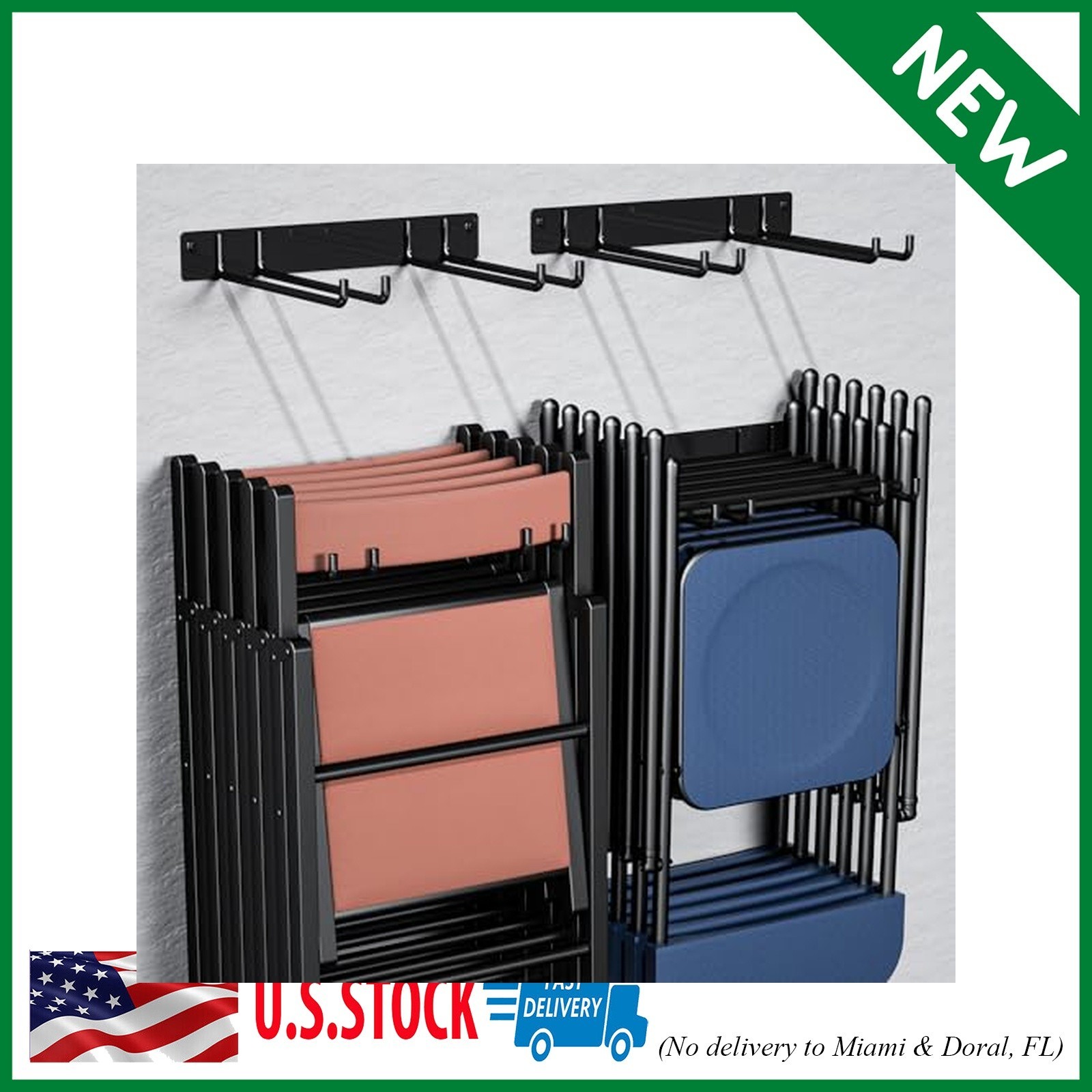 Storage Rack Wall Mount - 2 Pack 240 Lbs Capacity