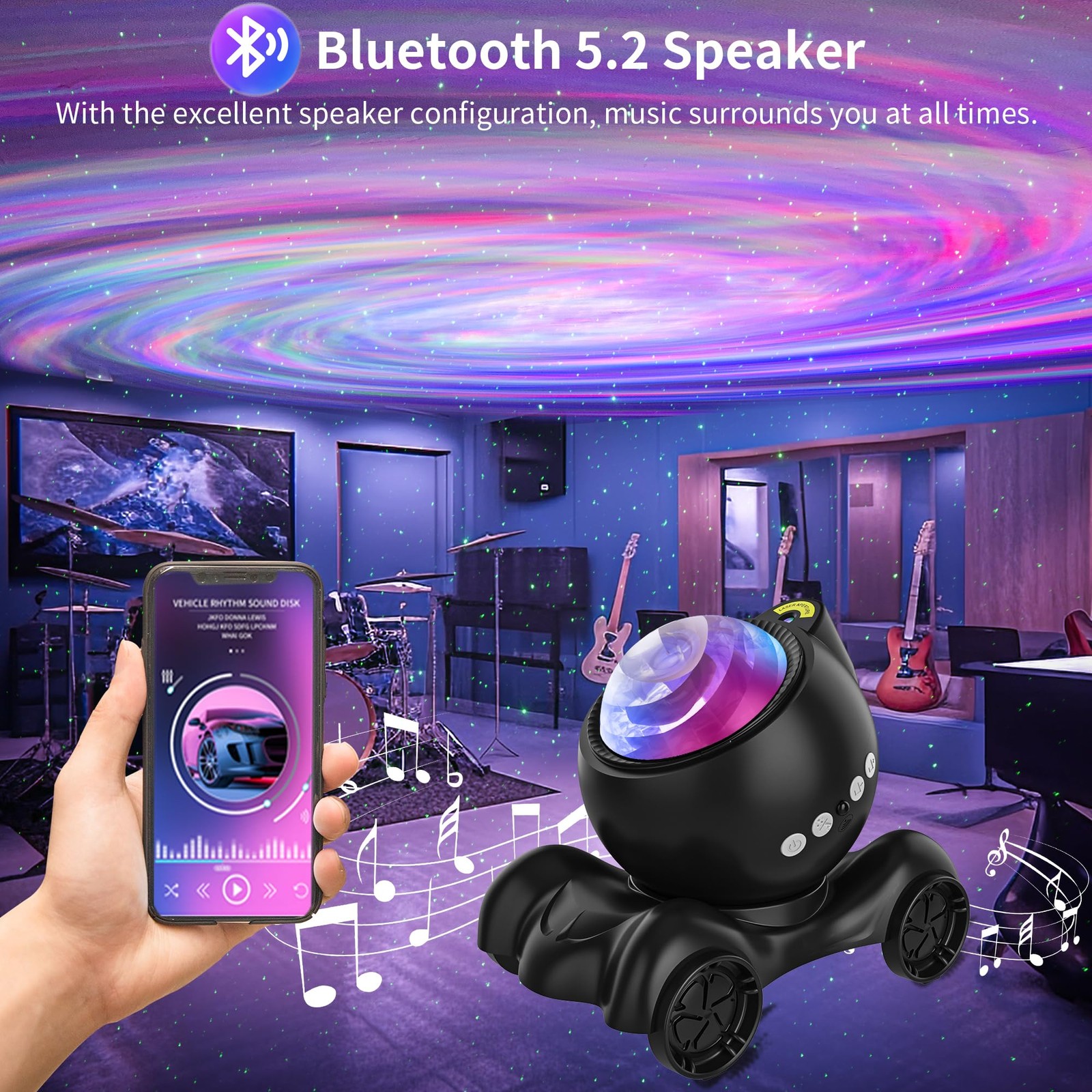 Galaxy Projector, Star Aurora Projector Built-in Bluetooth Speaker, Night Lig...