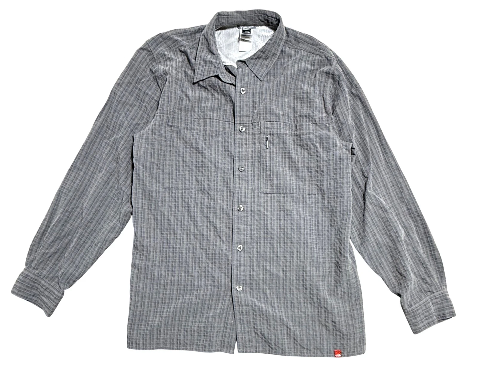 The North Face Shirt Mens Medium Gray Plaid Mesh Lined Zip Pocket Hiking Travel