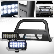 For 99-06 Tundra/Sequoia Matte Blk Studded Mesh Bull Bar+36W LED Fog Lights