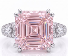 RARE 8.60 Ct Certified Asscher Pink Natural D...