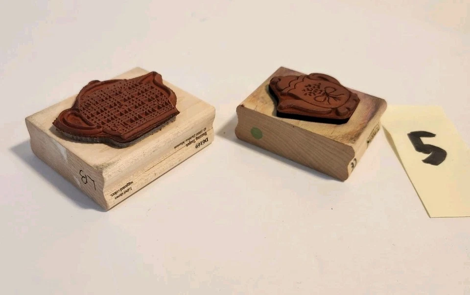 Lote de estampillas de goma de madera tetera artesanal té linda taza de café abeja Foto 3 de 4