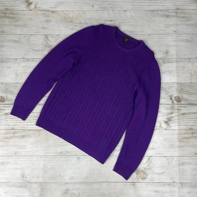 Bogner Cable Knit Wool Sweater Men Size M Purple