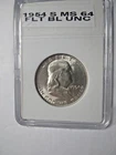 1954 s franklin half dollar,uncirculated, full mint luster, great eye appeal