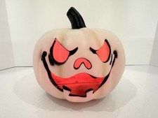 Halloween Decoration White Pumpkin Jack O Lantern Orange Light Blow Mold 8