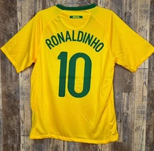 Brazil 2010 Home Men’s L Soccer Jersey RONALDINHO #10