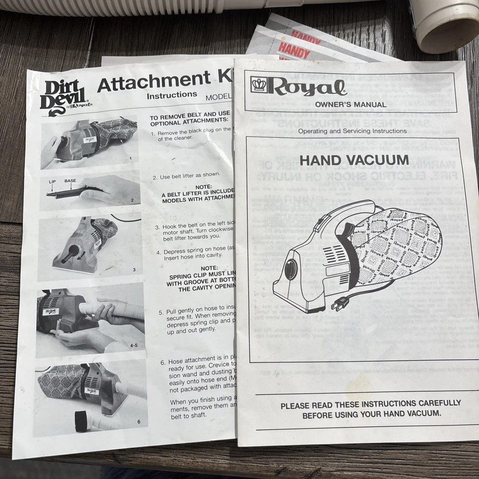 Vintage Dirt Devil Hand Vac Model 103 W/ Attachment Kit & Lots of Bags. TESTED - Image 3 of 4