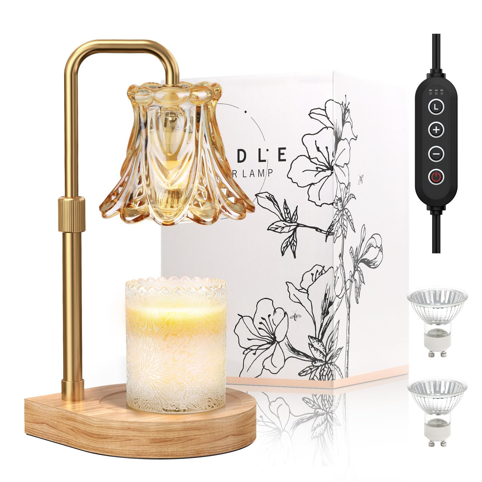 Dimmable Electric Flower Candle Warmer Lamp with Adjustable Timer