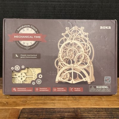 ROKR Mechanical Time Pendulum Clock 3D Wooden Puzzle Model Kit DIY Gear Clock