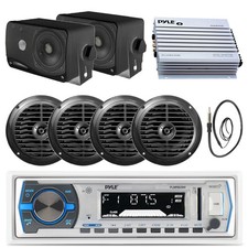3.5" Boat Box Speakers, 6.5" Speakers, Pyle White Bluetooth Radio, Antenna, Amp