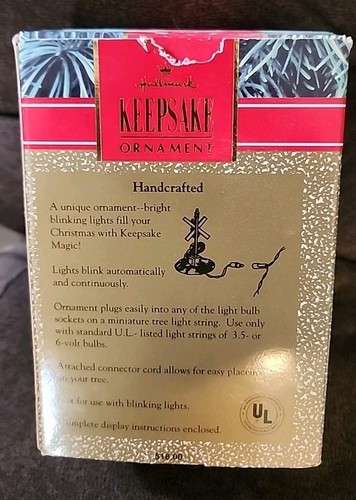 1990 Hallmark Andenken Weihnachtsschmuck Hirsch Kreuzung Schild blinkende Lichter - Bild 2 von 5