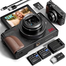 64MP 5K Autofocus Digital Camera with 180  Flip Screen, 18X Zoom, 3-Inch Scr