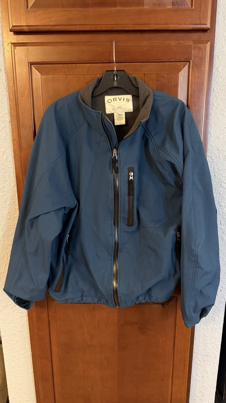 Orvis Blue Windproof Fly Fishing Nylon Shell Jacket Men's XL