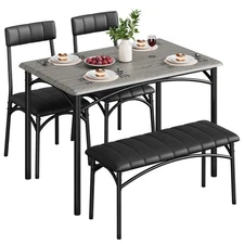 1+3 Softly Padded Dining Table and Chair Set Dining Table for Four People Grey