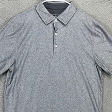 Hickey Freeman Mens Golf Polo Shirt Medium Light Gray Rugby Stretch Short Sleeve