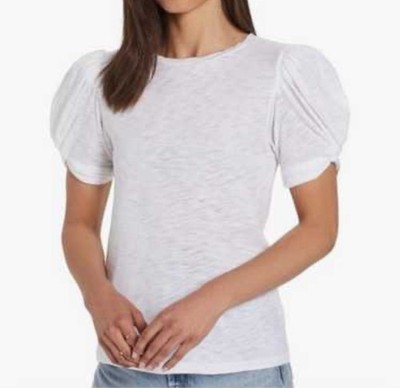 Goldie Women Sz M White Pima Cotton Lightweight Twisted Cap Sleeve Crew Neck Top