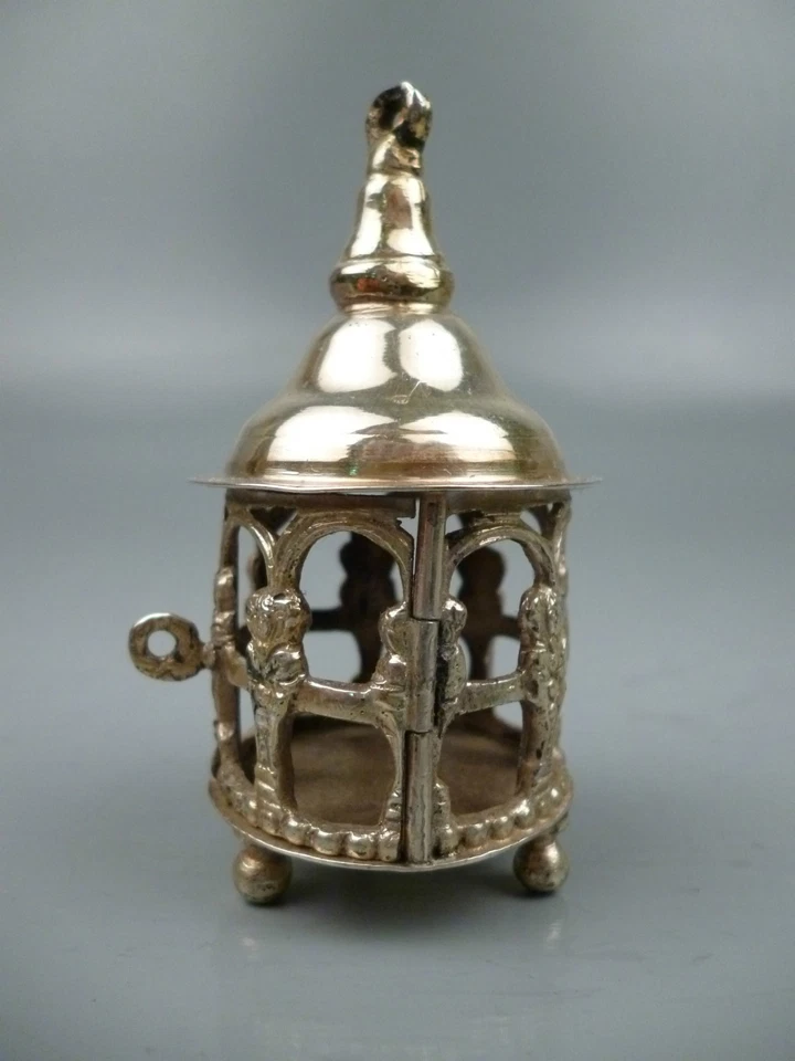 Antiguo Latern Miniatura 800 Plata Maciza Firmado Simon Rosenall. Foto 3 de 4