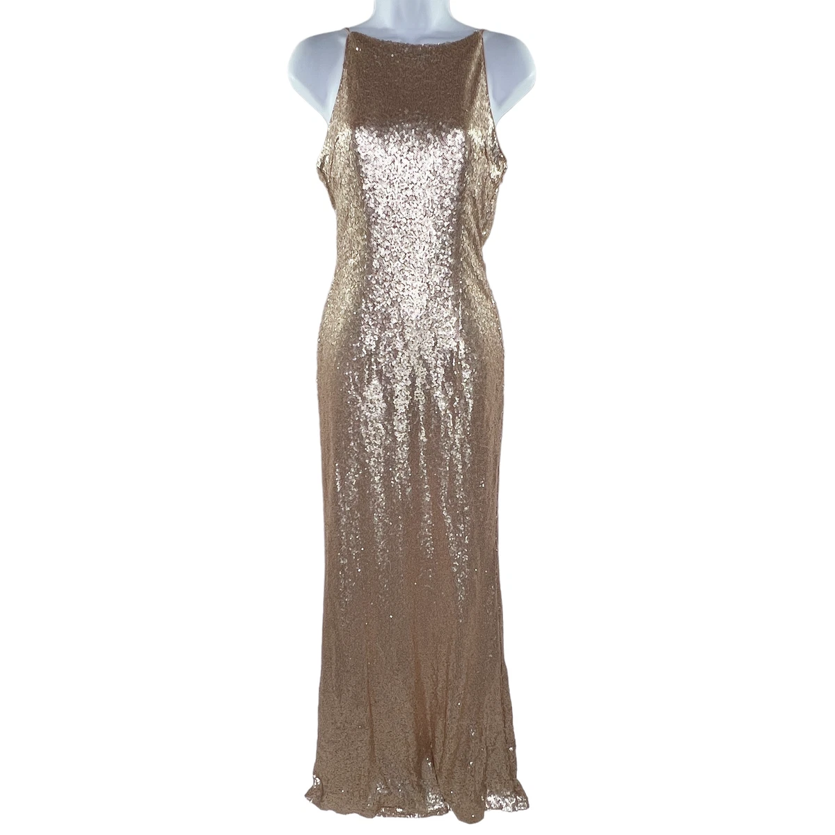 Lulus S Chic Celebration Champagne Sequin Maxi Dress Formal eBay