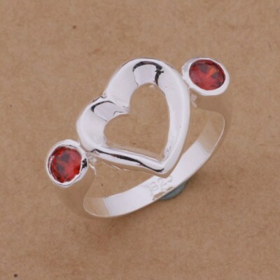 Silberring ''Two Rubies for a Heart'' - Sofortversand aus Frankreich