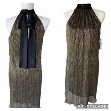 NWT Women’s dress Laundry Shelli Segal $225 Size 4 Gold Silver Black Holiday